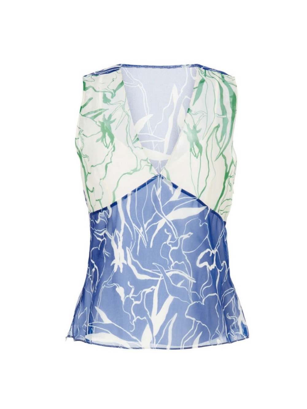 Marina Moscone~Multi-Print Top in Blue & Green~Size 4~$250~